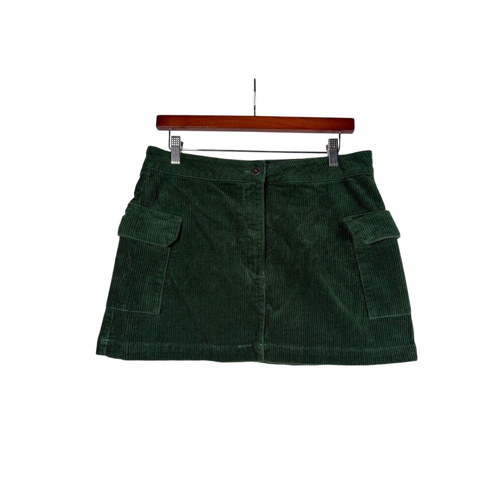 Cotton On Cord Utility Skirt Women's 8 Green Mini Corduroy Holiday Fall School